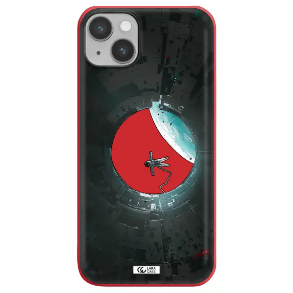 a astronaut in a space station Apple iPhone 14 plus Silicone Imperial Red Case