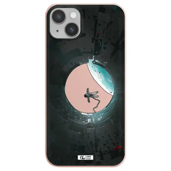 a astronaut in a space station Apple iPhone 14 Silicone pastel pink Case