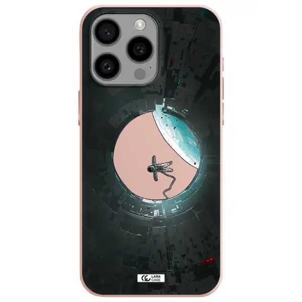 a astronaut in a space station Apple Iphone 15 Pro max Silicone pastel pink Case