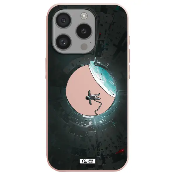 A Astronaut In A Space Station Apple Iphone 15 Pro Silicone Pastel Pink Case