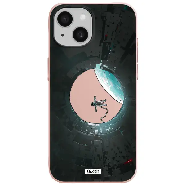 A Astronaut In A Space Station Apple Iphone 15 Silicone Pastel Pink Case