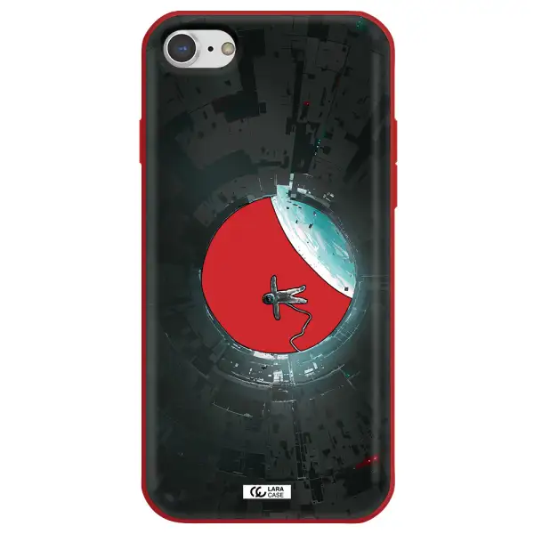a astronaut in a space station Apple iPhone 8 Silicone Imperial Red Case