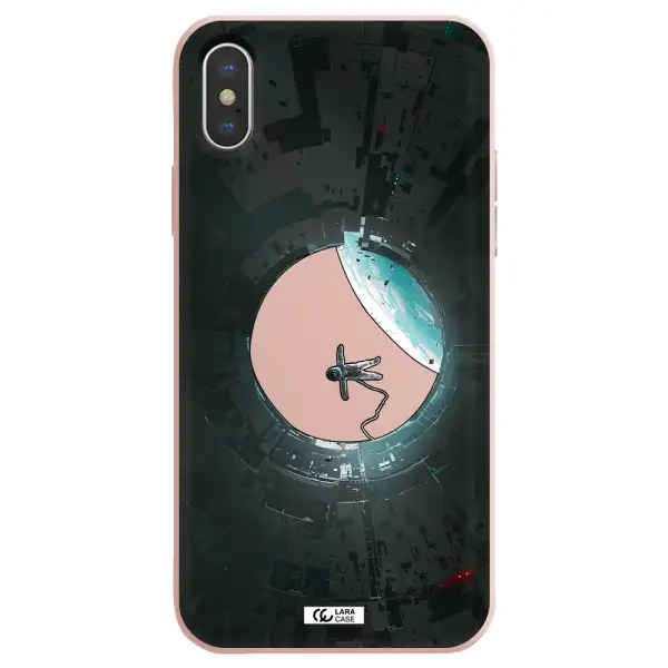 a astronaut in a space station Apple iPhone XS Silicone pastel pink Case