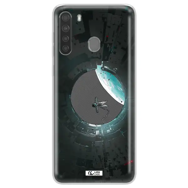 a astronaut in a space station Samsung A21 Clear TPU Case