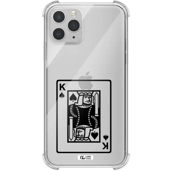 a black and white card with a man in a crown Apple iPhone 11 pro Clear PC Case