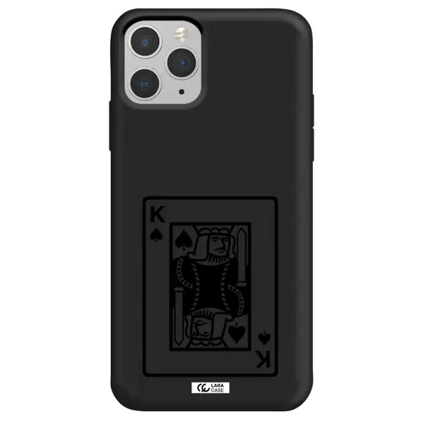 a black and white card with a man in a crown Apple iPhone 11 pro max Silicone black Case