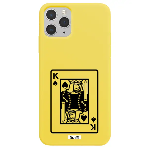 a black and white card with a man in a crown Apple iPhone 11 pro max Silicone canary yellow Case