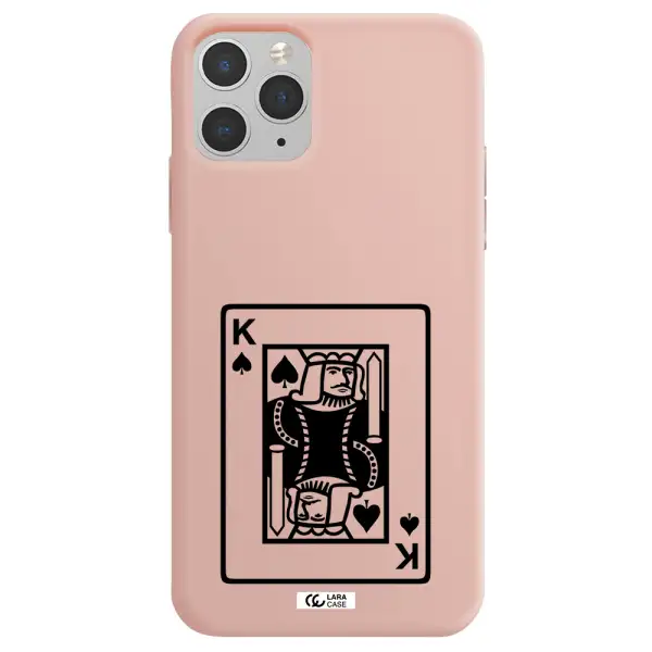 a black and white card with a man in a crown Apple iPhone 11 pro max Silicone pastel pink Case