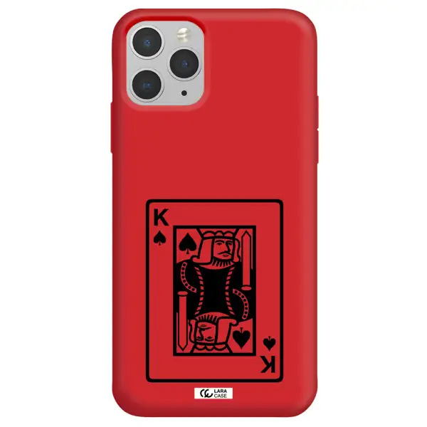 a black and white card with a man in a crown Apple iPhone 11 pro Silicone Imperial Red Case