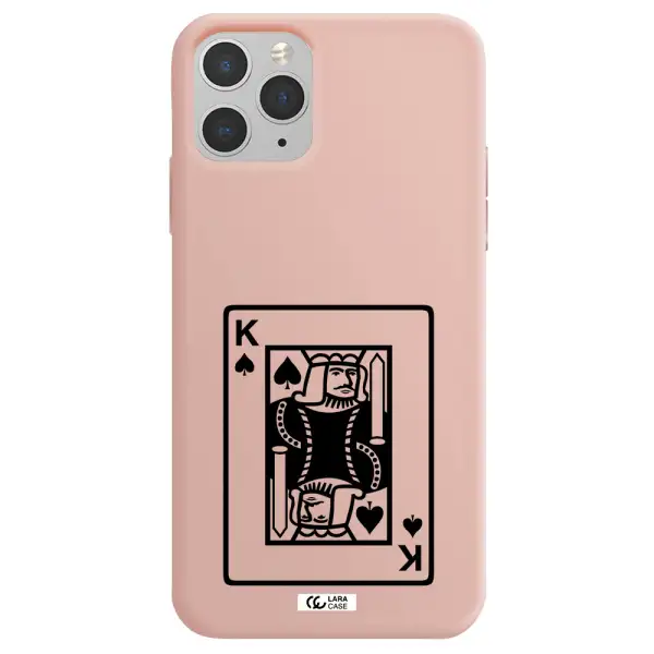 a black and white card with a man in a crown Apple iPhone 11 pro Silicone pastel pink Case