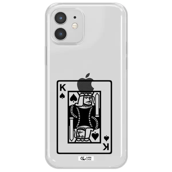 a black and white card with a man in a crown Apple iPhone 12 Clear TPU Case