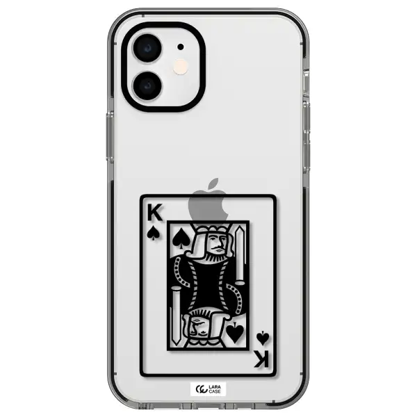 a black and white card with a man in a crown Apple iPhone 12 impact black border Case