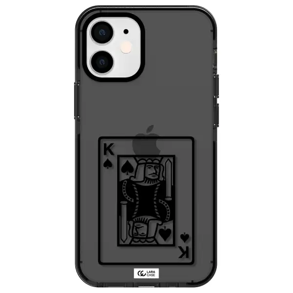 a black and white card with a man in a crown Apple iPhone 12 mini impact Smoke Black Case
