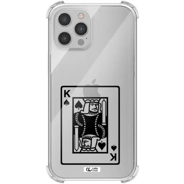 a black and white card with a man in a crown Apple iPhone 12 pro Clear PC Case