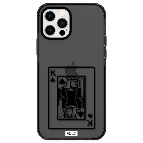 a black and white card with a man in a crown Apple iPhone 12 pro impact Smoke Black Case