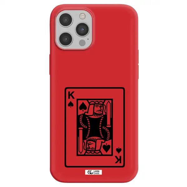 a black and white card with a man in a crown Apple iPhone 12 pro max Silicone Imperial Red Case