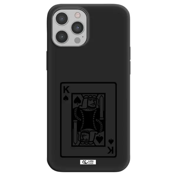 a black and white card with a man in a crown Apple iPhone 12 pro Silicone black Case