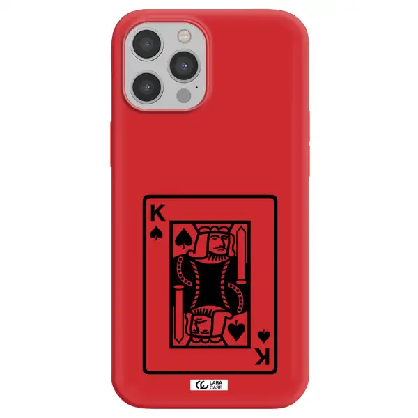 a black and white card with a man in a crown Apple iPhone 12 pro Silicone Imperial Red Case