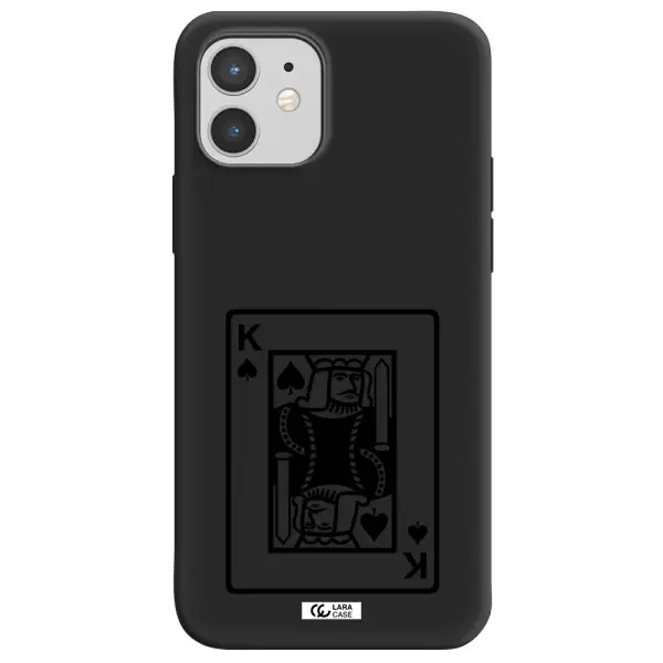 a black and white card with a man in a crown Apple iPhone 12 Silicone black Case