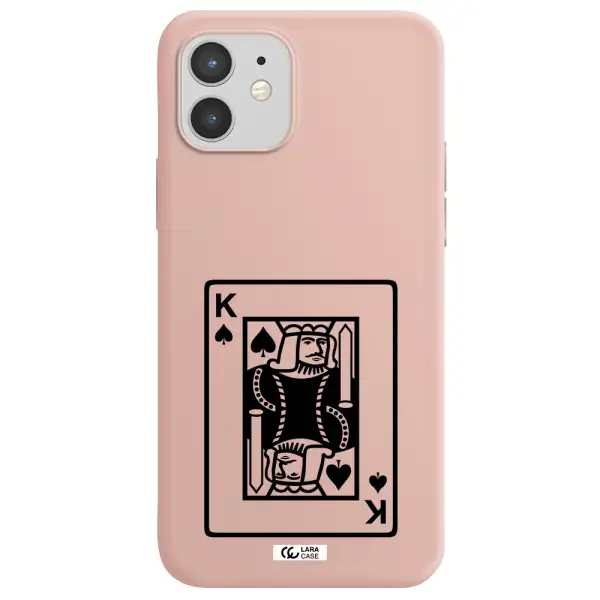 a black and white card with a man in a crown Apple iPhone 12 Silicone pastel pink Case