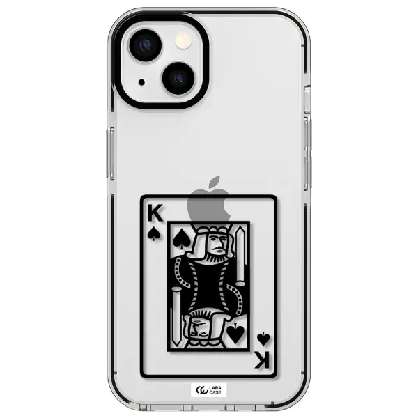 a black and white card with a man in a crown Apple iPhone 13 impact black border Case