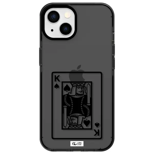 a black and white card with a man in a crown Apple iPhone 13 impact Smoke Black Case