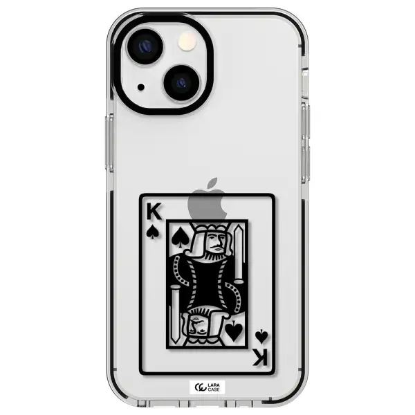 a black and white card with a man in a crown Apple iPhone 13 mini impact black border Case