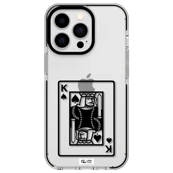a black and white card with a man in a crown Apple iPhone 13 Pro impact black border Case