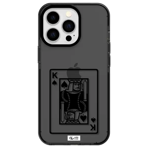 a black and white card with a man in a crown Apple iPhone 13 Pro impact Smoke Black Case