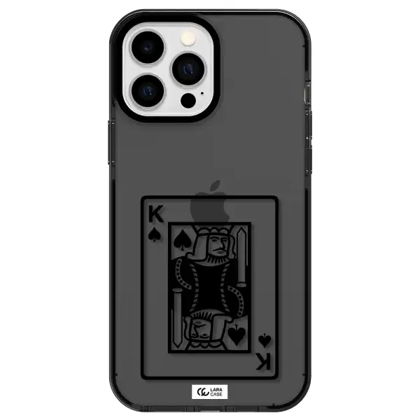 a black and white card with a man in a crown Apple iPhone 13 Pro Max impact Smoke Black Case