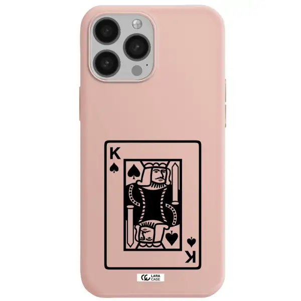 a black and white card with a man in a crown Apple iPhone 13 Pro Max Silicone pastel pink Case