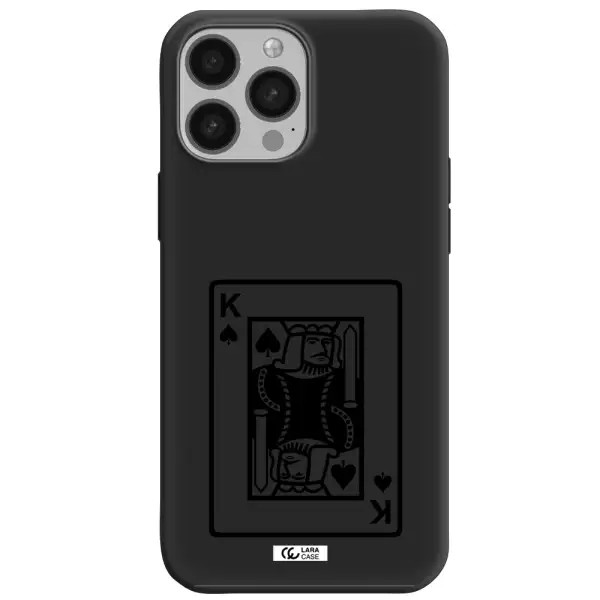 a black and white card with a man in a crown Apple iPhone 13 Pro Silicone black Case