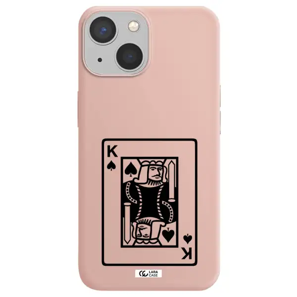 a black and white card with a man in a crown Apple iPhone 13 Silicone pastel pink Case