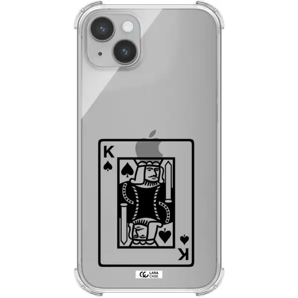 a black and white card with a man in a crown Apple iPhone 14 Clear PC Case