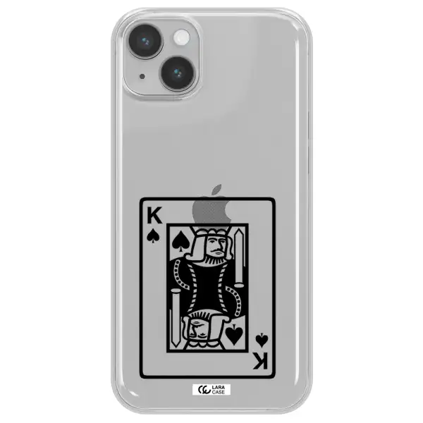 a black and white card with a man in a crown Apple iPhone 14 Clear TPU Case