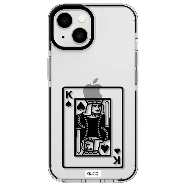a black and white card with a man in a crown Apple iPhone 14 impact black border Case