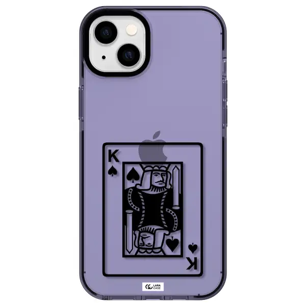 a black and white card with a man in a crown Apple iPhone 14 plus impact Lilac Case
