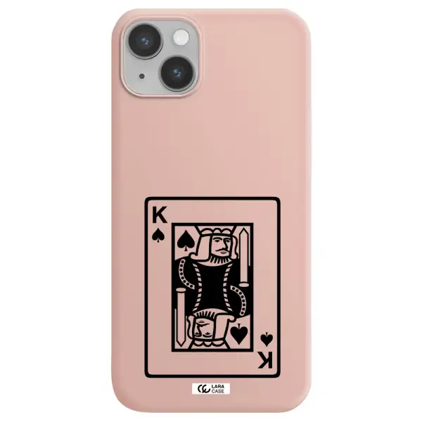 a black and white card with a man in a crown Apple iPhone 14 plus Silicone pastel pink Case