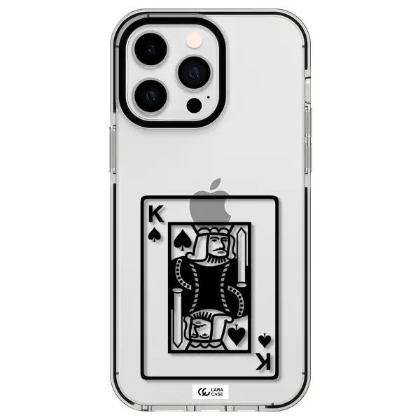 a black and white card with a man in a crown Apple iPhone 14 pro max impact black border Case