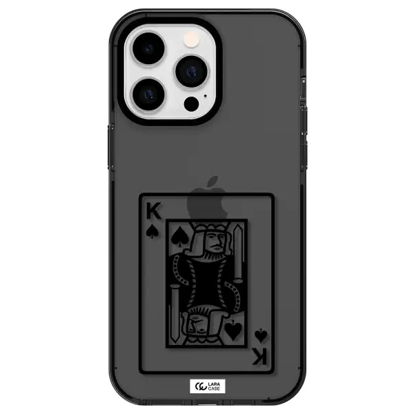 a black and white card with a man in a crown Apple iPhone 14 pro max impact Smoke Black Case