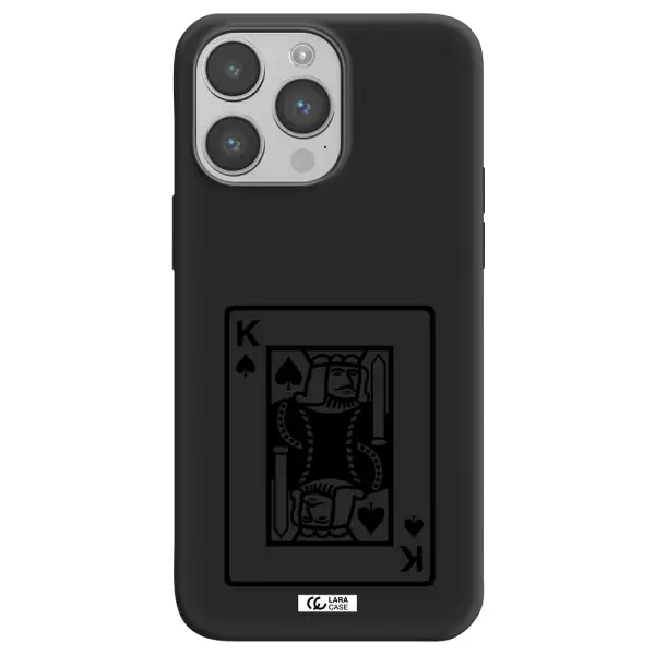 a black and white card with a man in a crown Apple iPhone 14 pro Silicone black Case