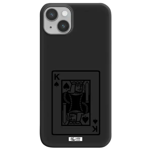 a black and white card with a man in a crown Apple iPhone 14 Silicone black Case