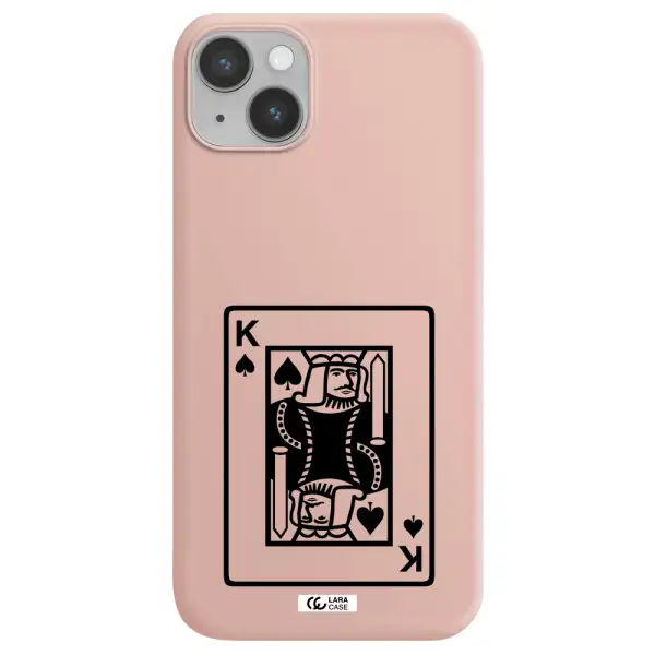 a black and white card with a man in a crown Apple iPhone 14 Silicone pastel pink Case