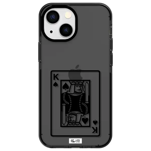 a black and white card with a man in a crown Apple iPhone 15 impact Smoke Black Case