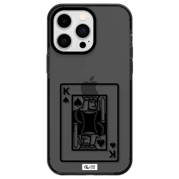 a black and white card with a man in a crown Apple iPhone 15 Pro impact Smoke Black Case