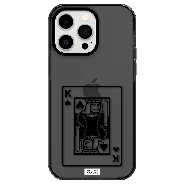 a black and white card with a man in a crown Apple iPhone 15 Pro Max impact Smoke Black Case