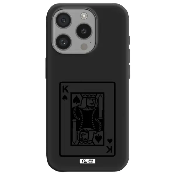 A Black And White Card With A Man In A Crown Apple Iphone 15 Pro Silicone Black Case
