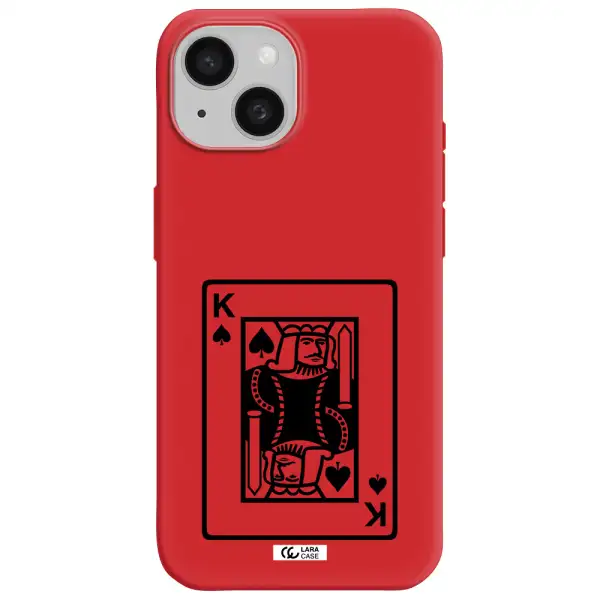 A Black And White Card With A Man In A Crown Apple Iphone 15 Silicone Imperial Red Case