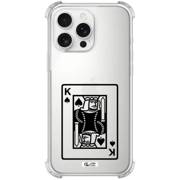 A Black And White Card With A Man In A Crown Apple Iphone 16 Pro Max Clear Pc Case
