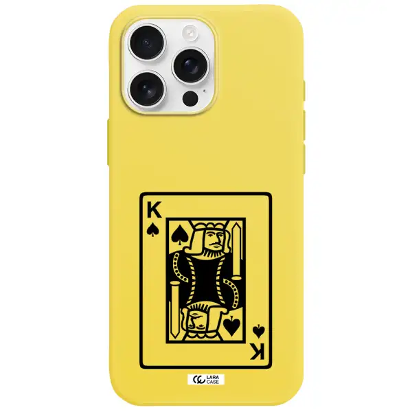 A Black And White Card With A Man In A Crown Apple Iphone 16 Pro Max Silicone Canary Yellow Case